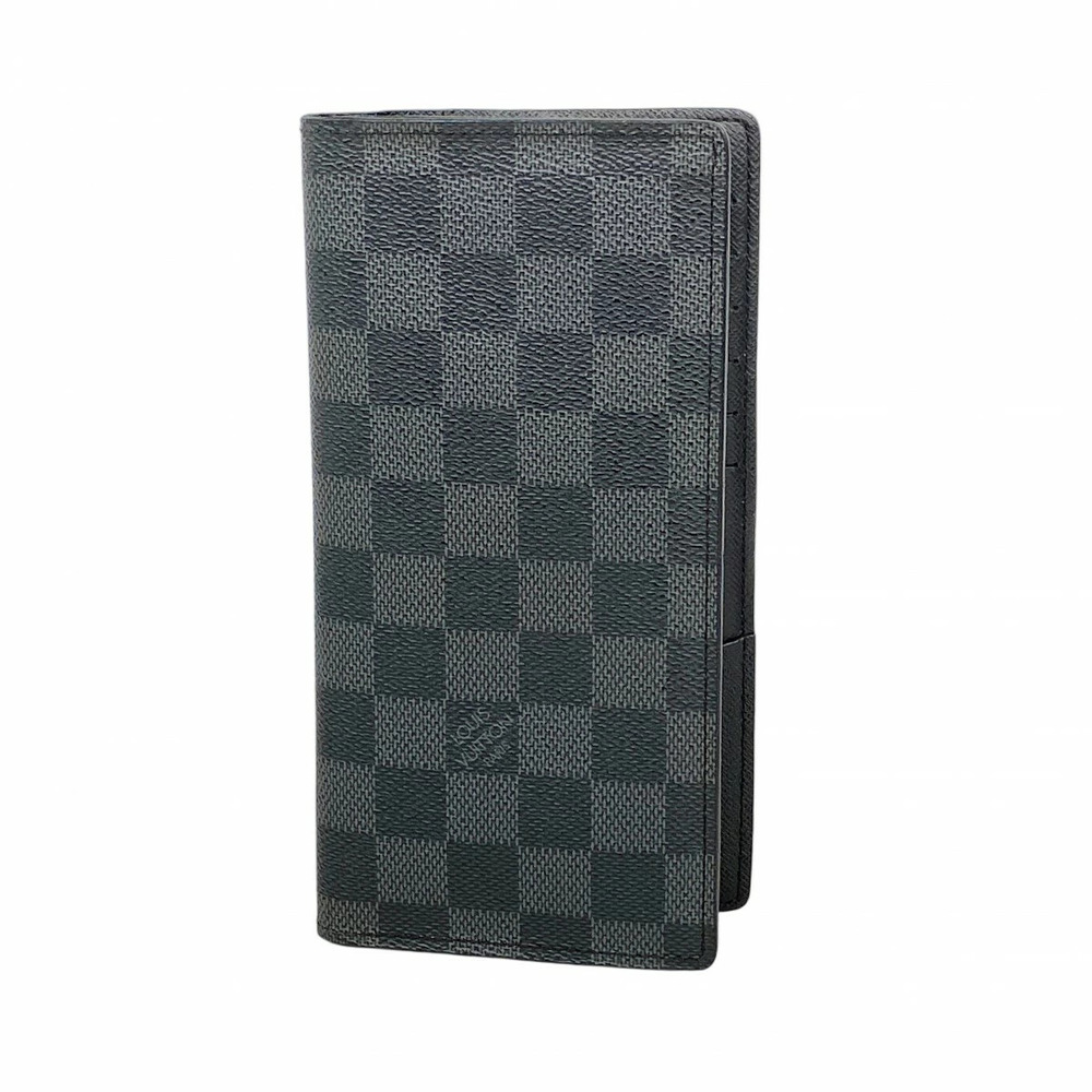 Louis Vuitton Long Wallet Damier Graphite Black Portefeuille Brazza Black